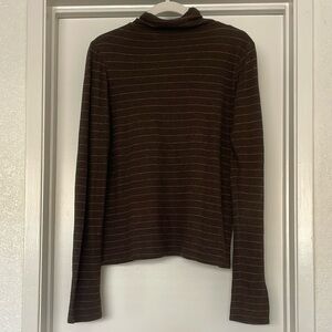 Brown Striped Longsleeve Turtleneck Sweater Women's L